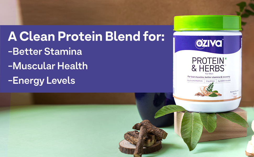 OZiva Protein & Herbs for Men, Chocolate, 16 Servings, 500 g