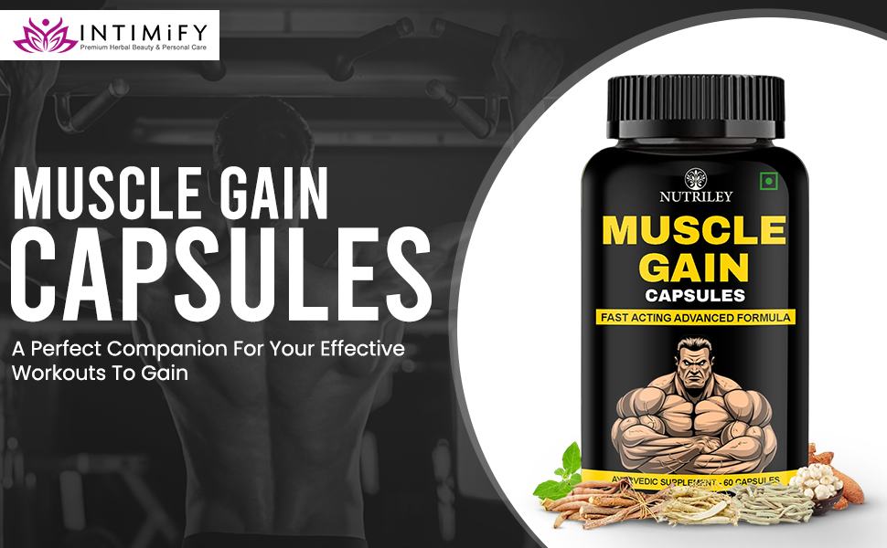 Nutriley Muscle Mass Gainer, Weight Gainer, bodybuilding supplements, Helps In Gain Weight, Build Muscle (60 Capsules)