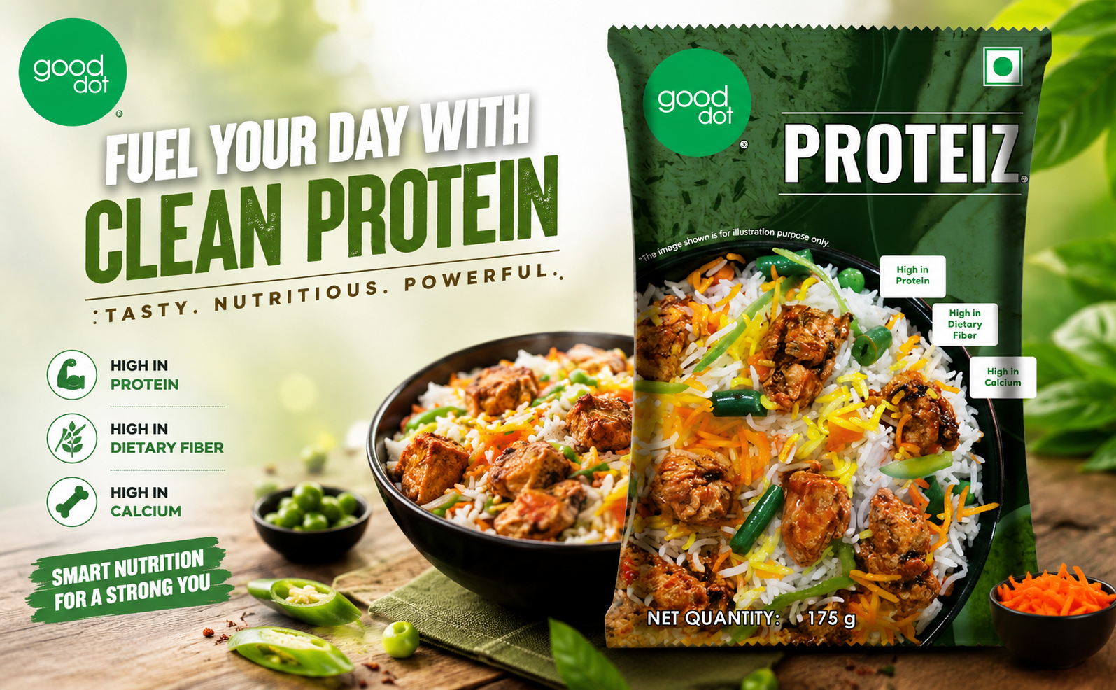Proteiz High Protein Plant-Based Protein Chunks | Rich in Dietary Fiber & Calcium | Vegetarian Meat Alternative | Ready to Cook Protein Food | Healthy Vegan Protein Source | 175g Pack (PACK OF 1)
