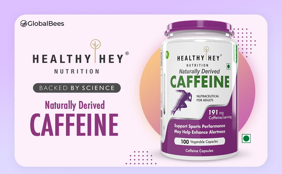 HealthyHey Nutrition Caffeine Capsules - 100 Veg Capsules (Pack of 1)
