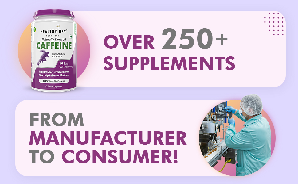 HealthyHey Nutrition Caffeine Capsules - 100 Veg Capsules (Pack of 1)