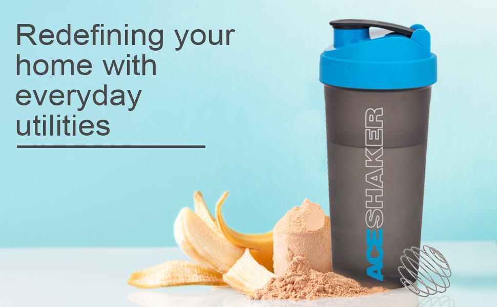 Jaypee Plus Max Shaker with blending ball |Protein Shaker for Gym |Gym Bottle |Shaker bottles | Travel shaker 700 ml, Grey Blue