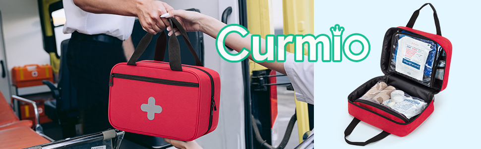 CURMIO First Aid Bag Empty, Emergency Trauma Bag, Medical Supplies, Red