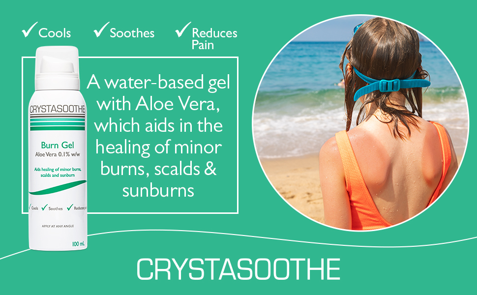 Crystasoothe Burn Gel - After Burn, Protective Gel to Cool and Soothe Minor Burns, Scalds And Sunburns. First Aid Treatment Spray. 100ml Bottle
