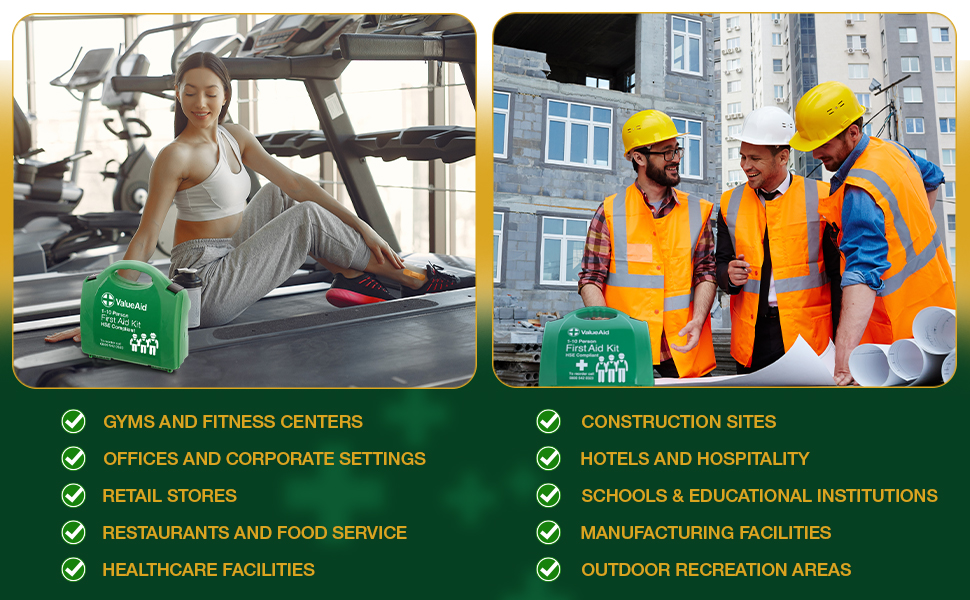 Value Aid HSE Compliant First Aid Kit for Workplace, Home & Car - CE Marked Contents, Double-Clasp Case with Handle - Complete Set for 1-10 People Includes Plasters, Bandages & Medical Supplies