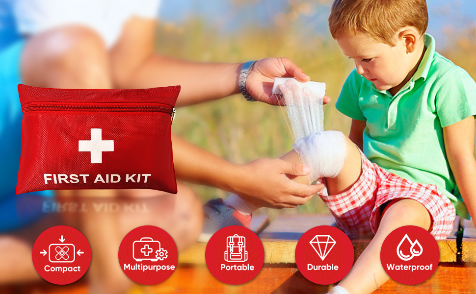 Mini First Aid Kit,124PCS Small Portable Emergency Kit for Travel