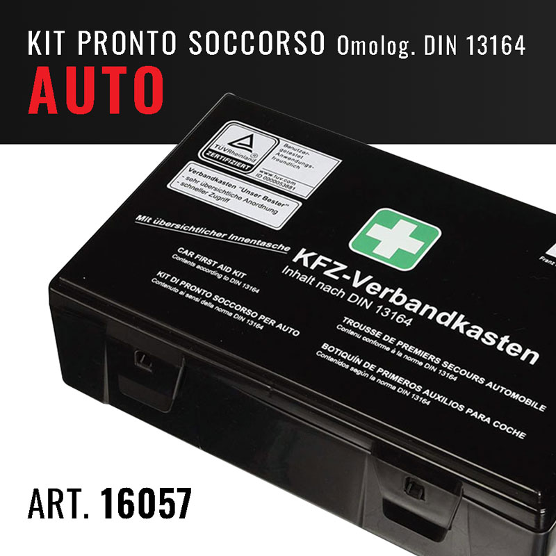 4R Quattroerre.it 16056 Car First Aid Kit Approved DIN 13164, Soft Case, Made in Germany, Complete Equipment for Car, Camper, Van and Vehicles