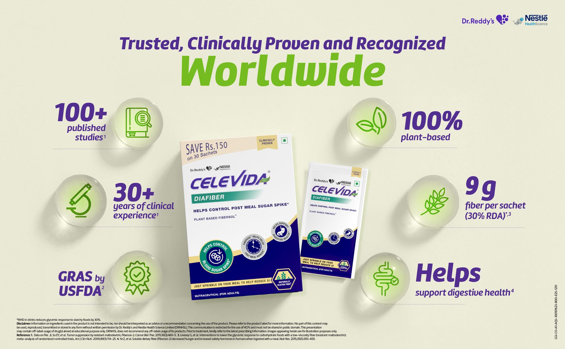 Celevida Diafiber - Diabetes Care Product| 100% Plant-Based Fibersol® Helps Control Post Meal Sugar Spike - 360g (Pack of 30 Sachets)