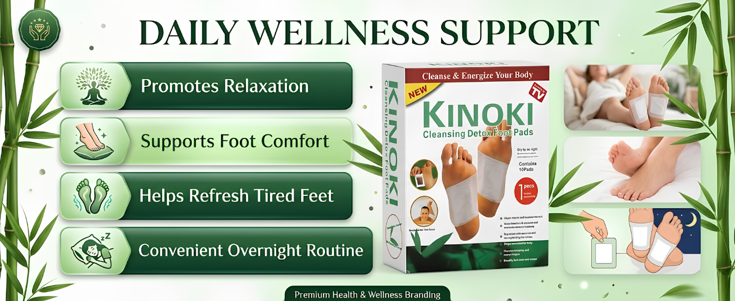 Foot patch Herbal And Gentle Ingredient Detox Foot Pads (20 Pieces-10 Pair), Natural Ingredients for Sleep Aid, Pain Relief, Toxin Removal with Bamboo Vinegar and Acupoint Micro-Massage Technology (Kinoki Foot Patches, Pack Of 2)