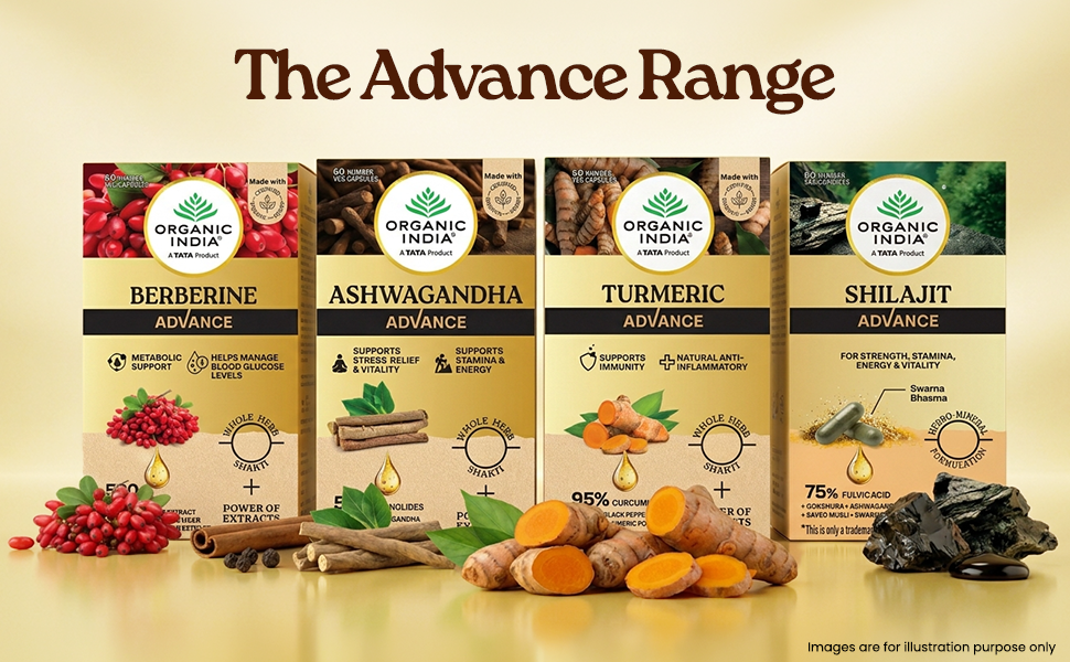 Organic India Berberine Advance Capsules, 60 Veg Capsules, 500 mg per Capsule, With Organic Cinnamon & Black Pepper Extract, Metabolic Support & Blood Glucose Balance