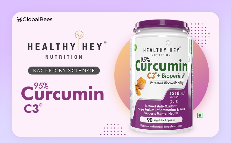 HealthyHey Nutrition Curcumin with Bioperine 1310mg (Ultra Pure) | Organic Turmeric, 90 Vegetable Capsules with Piperine