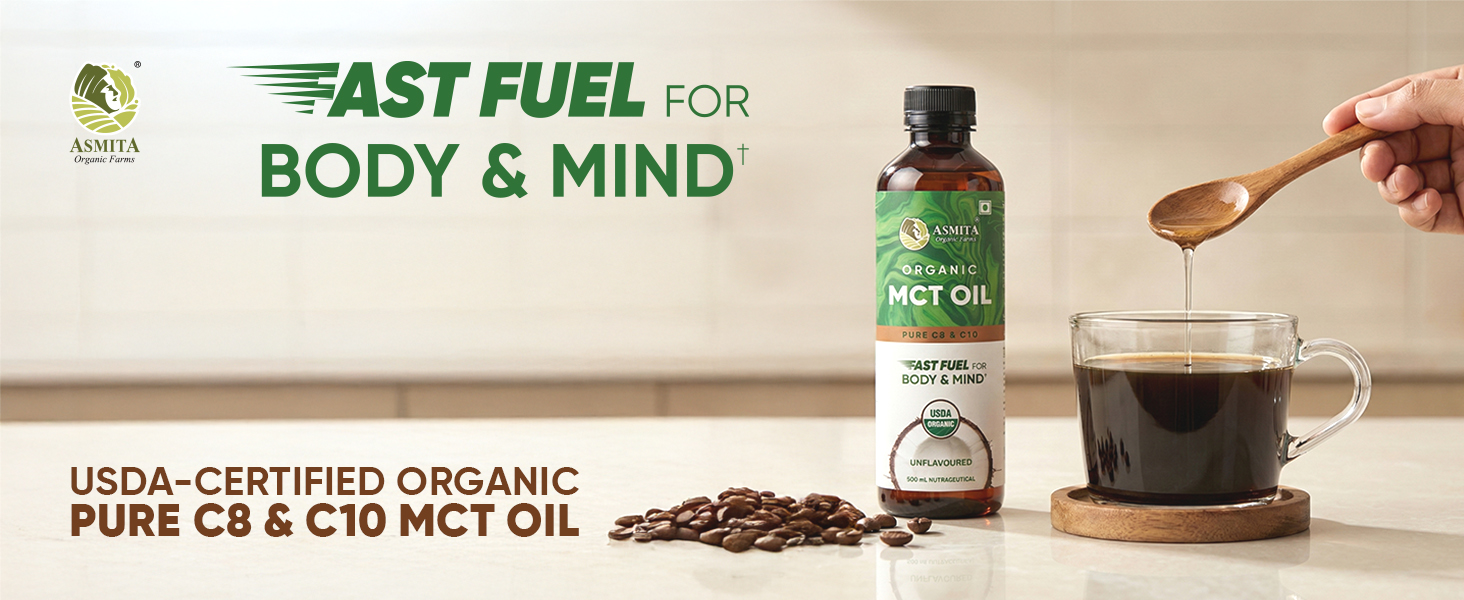 MCT Oil 500ml | Pure C8 & C10 | Keto & Paleo Friendly | Organic | Sourced from Coconuts | Unflavored Oil that helps Supports Brain Function & Instant Energy | Pack of 1