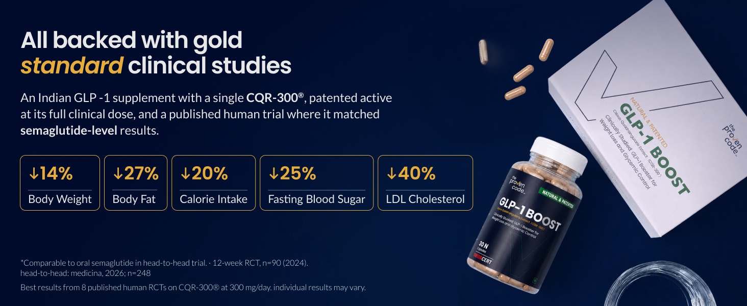 GLP-1 Boost | CQR-300® 300mg | Natural GLP-1 Support Supplement | Appetite Control, Craving Control | Cissus Quadrangularis Extract | 30 Veg Capsules