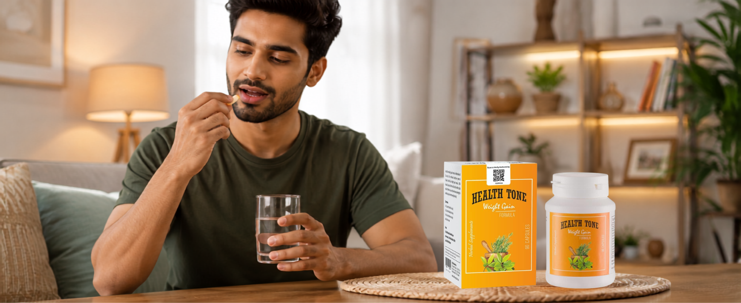Health Tone Herbal Nutrition Capsules | Enriched with Ashwagandha, Licorice & Antioxidant Herbs | Supports Healthy Body Mass | 90 Capsules