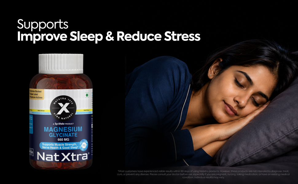 NatXtra Magnesium Glycinate Supplement | Supports Sleep Quality, Relaxation & Muscle Ease | 30 Veg Capsules