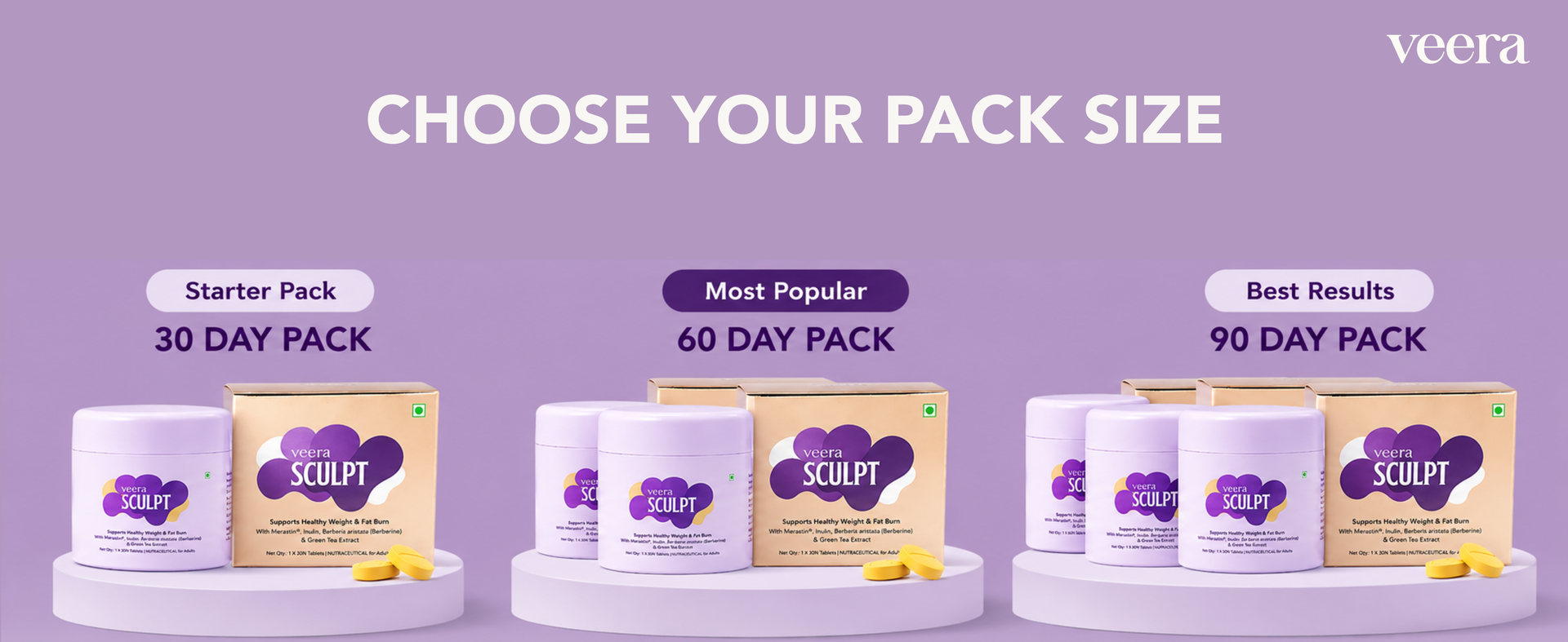 Sculpt 100% Plant-Based GLP-1 Weight Loss for Men & Women| Natural Appetite Control & Fat Burn | Reduces Hunger & Cravings | With Merastin®, Berberine, Green Tea Extract & Inulin | 30 Tablets