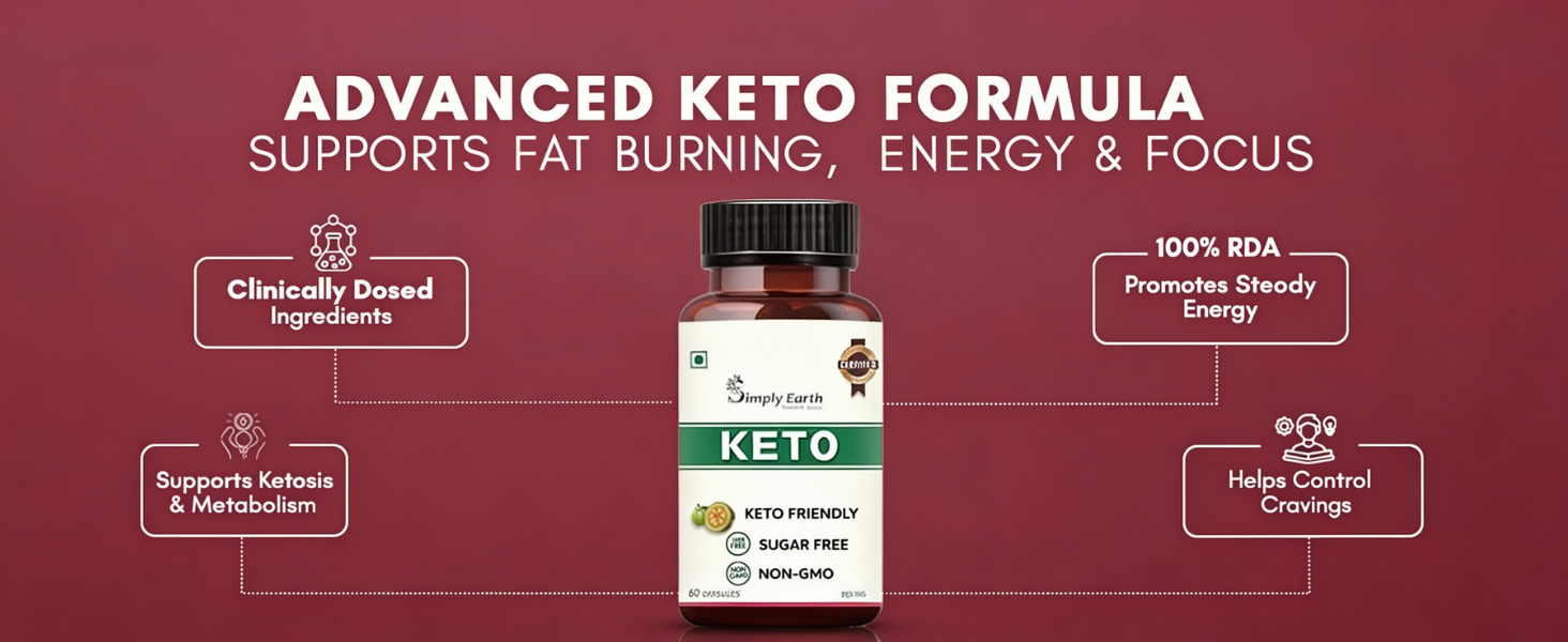 Simply Earth Natural Keto Weight Management Supplement, Belly Fat Burner for Men and Women (Green Coffee + Green Tea + Garcinia Cambogia) - 60 capsules