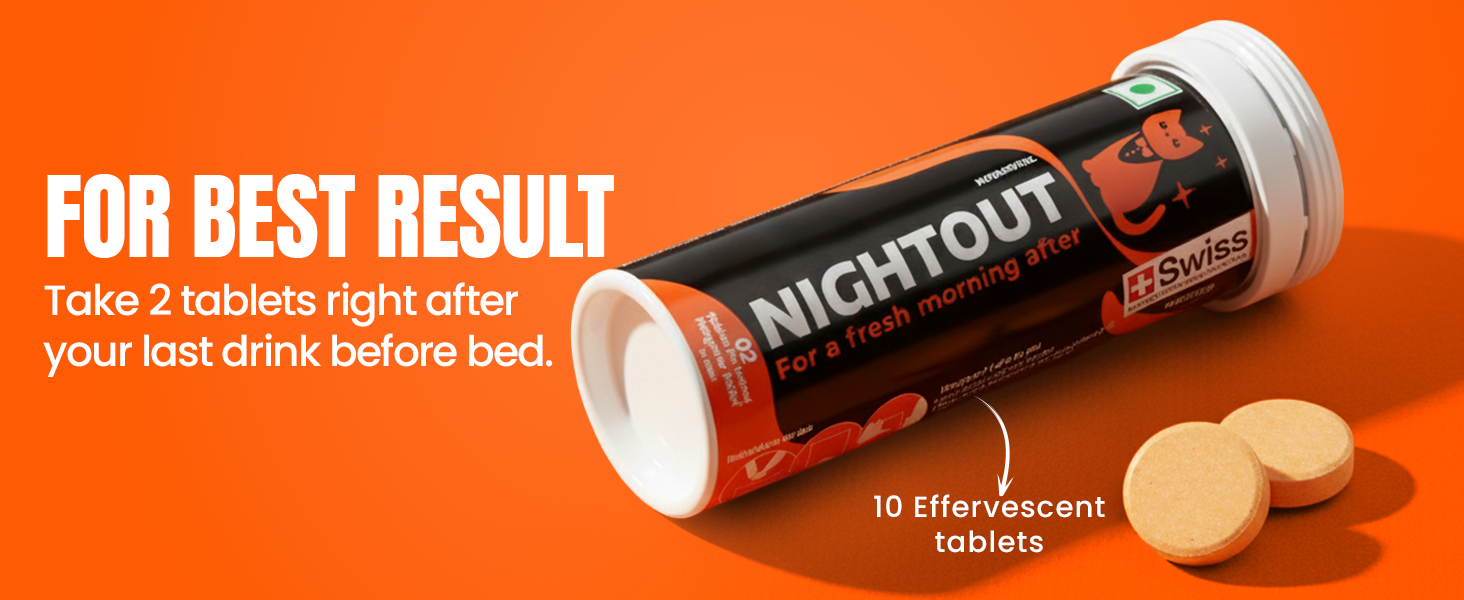 Fast&Up NightOut | 10 Effervescent tabs | Instant Hangover Relief | Helps detoxify liver | Rapid hydration & energy | Helps prevent Hangover | Zero sugar | Fizzy lemon flavour