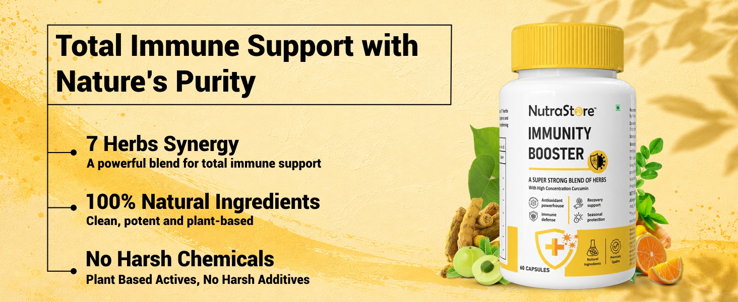 NutraStore Immunity Booster for Men & Women | Curcumin, Giloy, Amla, Moringa, Ginger, Orange & Piperine | Daily Health Supplement | 60 Capsules | Pack of 2