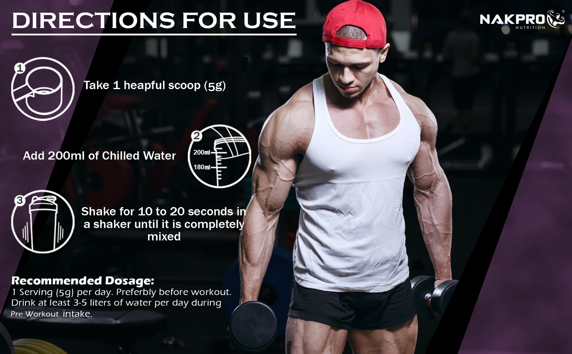 Nakpro Pre Workout Supplement with 100mg Caffeine, 1200mg Creatine Monohydrate and 1200mg Citrulline | Helps in Lean Muscle Building, Improves Workout Performance - 20 Servings (Tangy Orange, 100g)