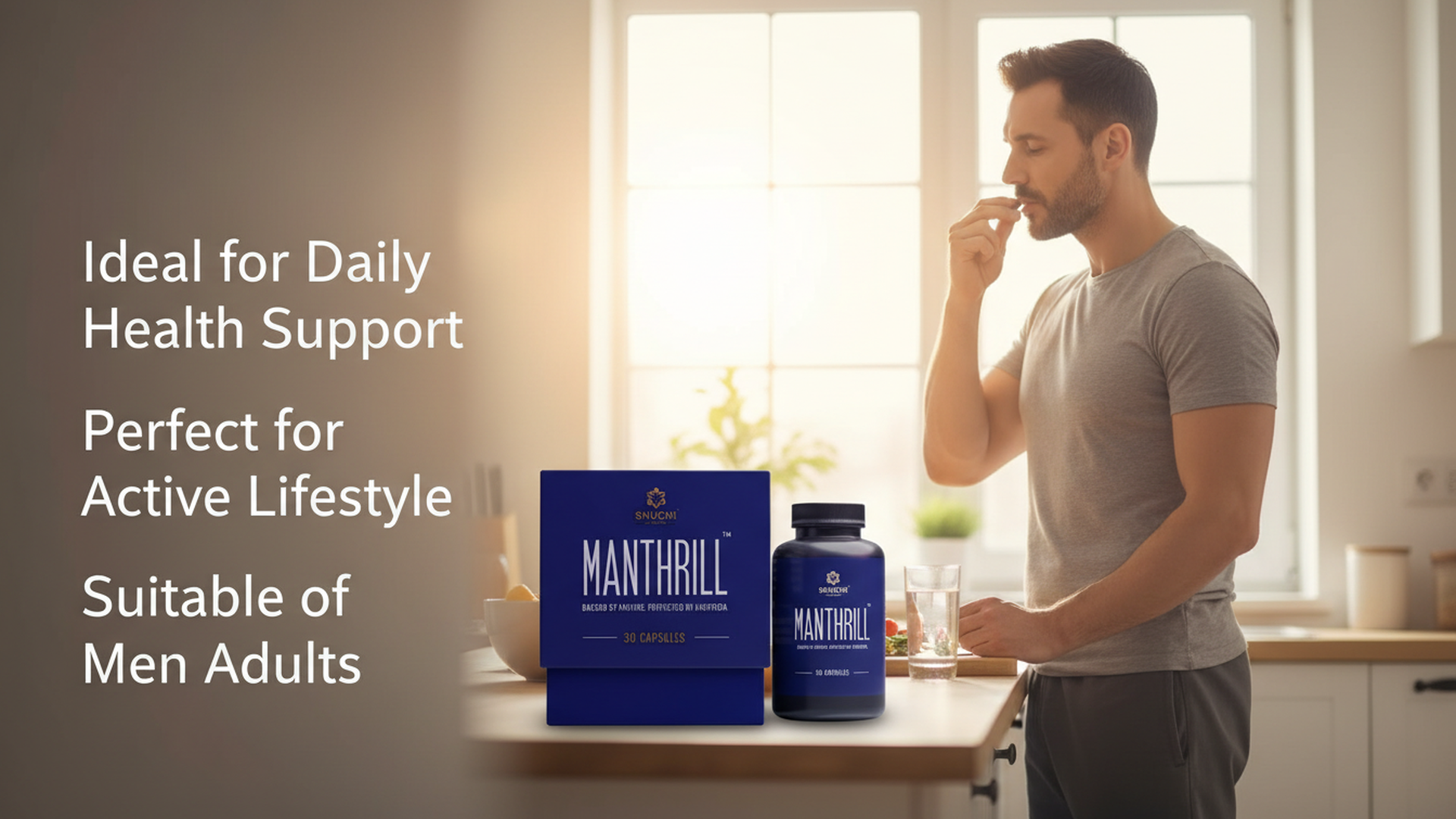 Manthrill Men's Vitality Capsules | Ayurvedic Men's Wellness Support | Energy, Strength & Lifestyle Balance | 30 Capsules | Pack of 2