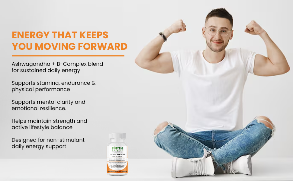 Energy Booster,Ayurvedic Daily Performance Supplement,Ashwagandha with B-Complex for Stamina, Strength & Vitality,60 Veg Capsules