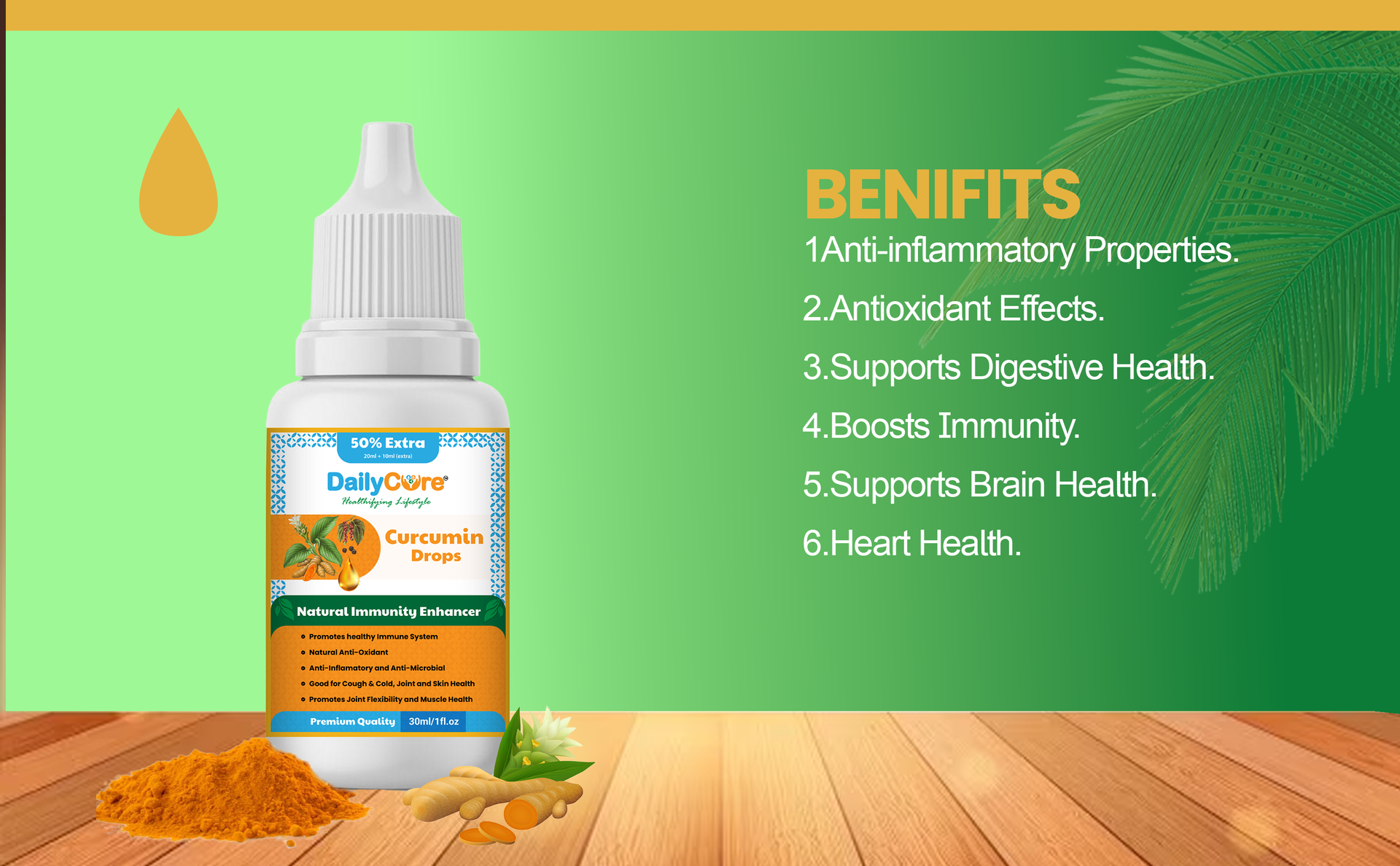 Curcumin Drops 30ml to Boost Immunity and Strength and joint flexibility