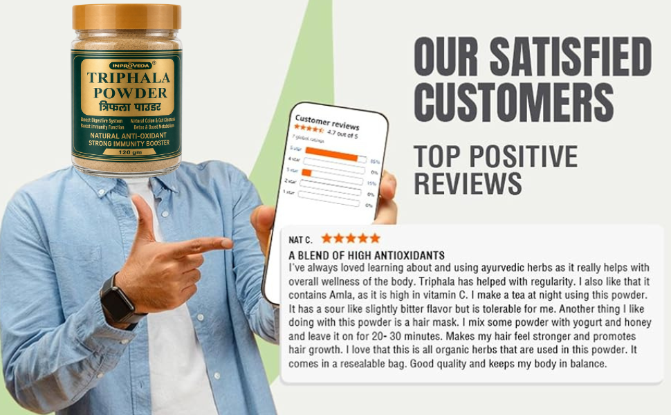 Inproveda Triphala Powder 120gm | Traditional Ayurvedic Churna for Digestion, Detox, Constipation & Colon Cleanse | Pure Amalaki, Bibhitaki & Haritaki | Natural Gut Health Supplement | No Preservatives, Colors or Flavors | Boost Immunity, Anti-Oxidant Triphala Powder - 120gm