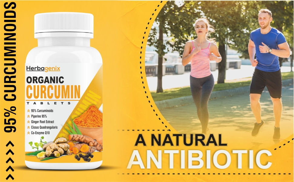 Curcumin Tablet (95% Curcuminoids) With Piperine and Ginger - 60 Organic Curcumin Tablets