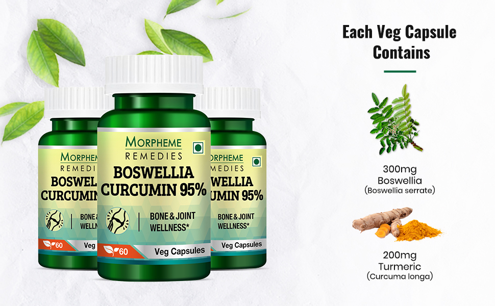 Morpheme Remedies Turmeric Curcumin 95% with Piperine for Joint Support - 60 Veg Capsules