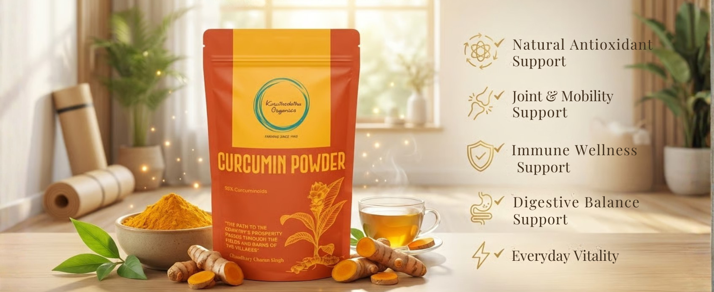 Curcumin Powder | 95% Curcuminoids | Natural Haldi Dhoodh & Golden Milk Ingredient | Vegan & Non‑GMO | Antioxidant & Anti‑Inflammatory Wellness | 50g