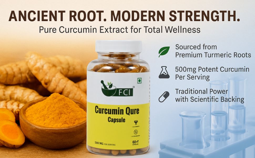 Curcumin Qure 500mg Capsules (Haldi with Black Pepper) Premium Turmeric Extract with Enhanced Bioavailability for Joint & Immune Support 60 Capsules