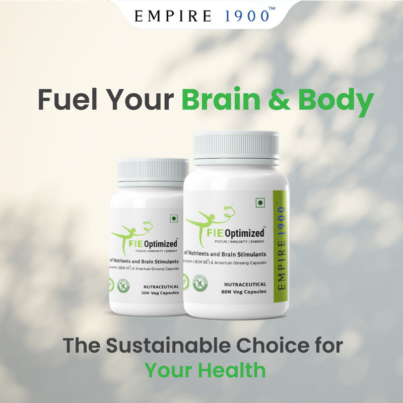 EMPIRE 1900 FIE Optimized Veg Capsules I Curcumin BCM-95 I American Ginseng & Ubiquinol I Boosts Focus, Immunity & Energy I Benefits Brain, Memory, Mood, Immune Health I Natural Energy Booster I (30 Vegetarian Capsules)