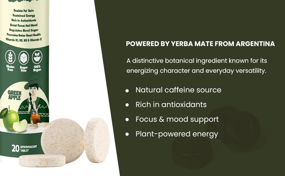 Organic Yerba Mate Power Gummies Orange & Tablets Green Apple