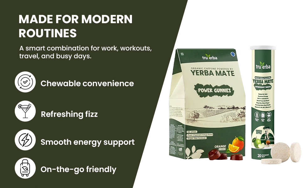 Organic Yerba Mate Power Gummies Orange & Tablets Green Apple