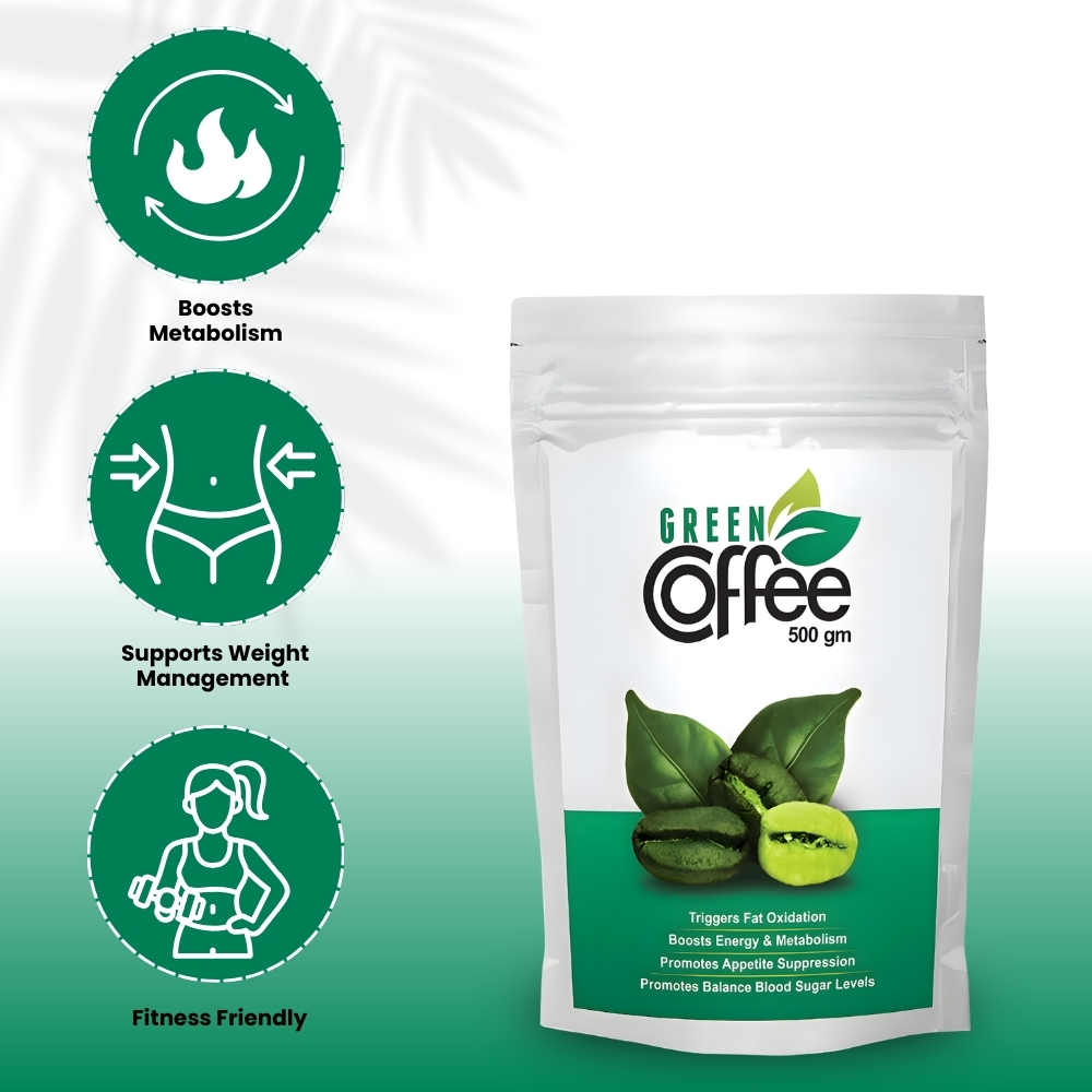 Vokin Biotech Organic Green Coffee Beans Unroasted Arabica Coffee Supports Weight Loss Management (500 Gram)-pack of1