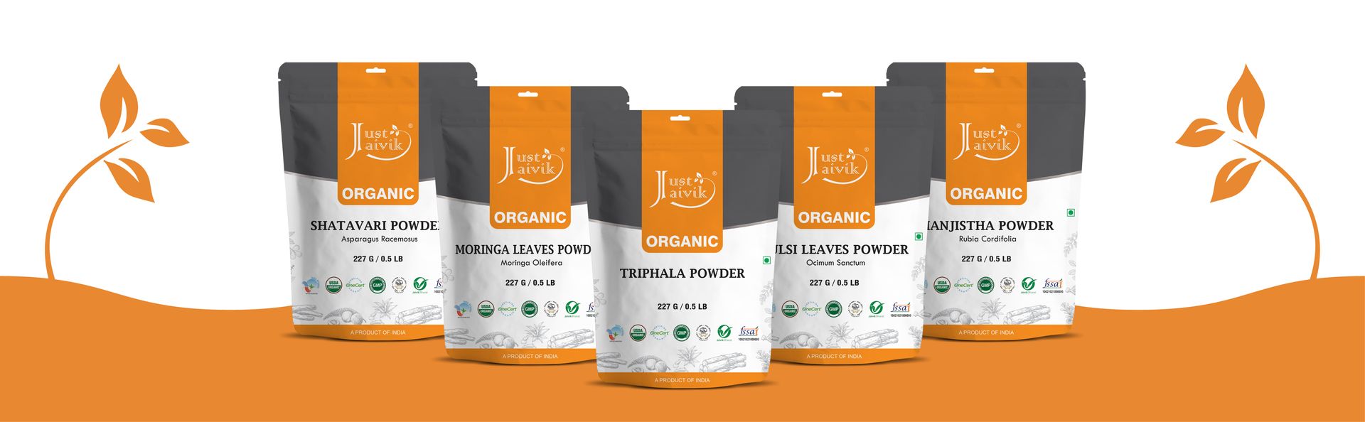 Just Jaivik Organic Haritaki Powder - Terminalia Chebula - 227g