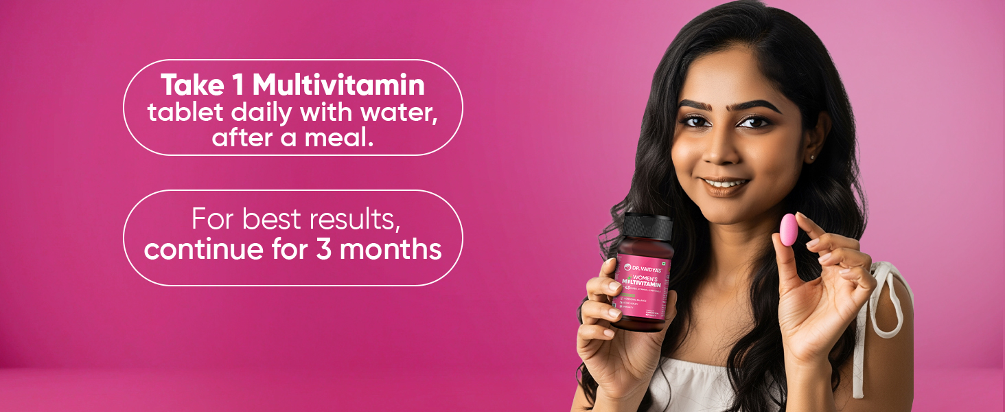 Dr. Vaidya’s Multivitamin for Women | Natural Multivitamin Enriched with Ayurvedic Herbs like Shatavari | Goodness of Calcium and Vitamin D3 tablets, Magnesium supplement, Vitamin B12 supplements & Herbal Extracts | (60 tablets) Pack of 2