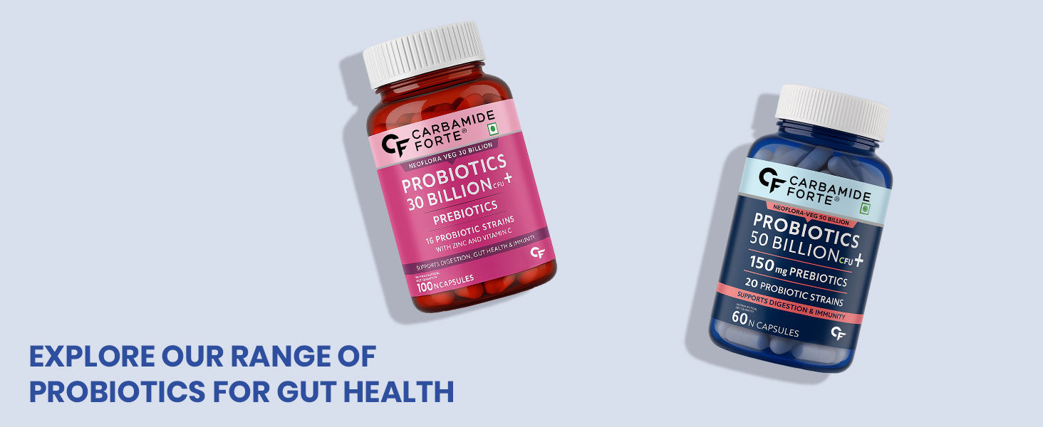 Carbamide Forte Probiotics Supplement 50 Billion CFU for Women & Men | Probiotics for Gut Health | Support Digestion & Immunity - 20 Effervescent Tablets | Gut Health Supplements (Pack of 3)