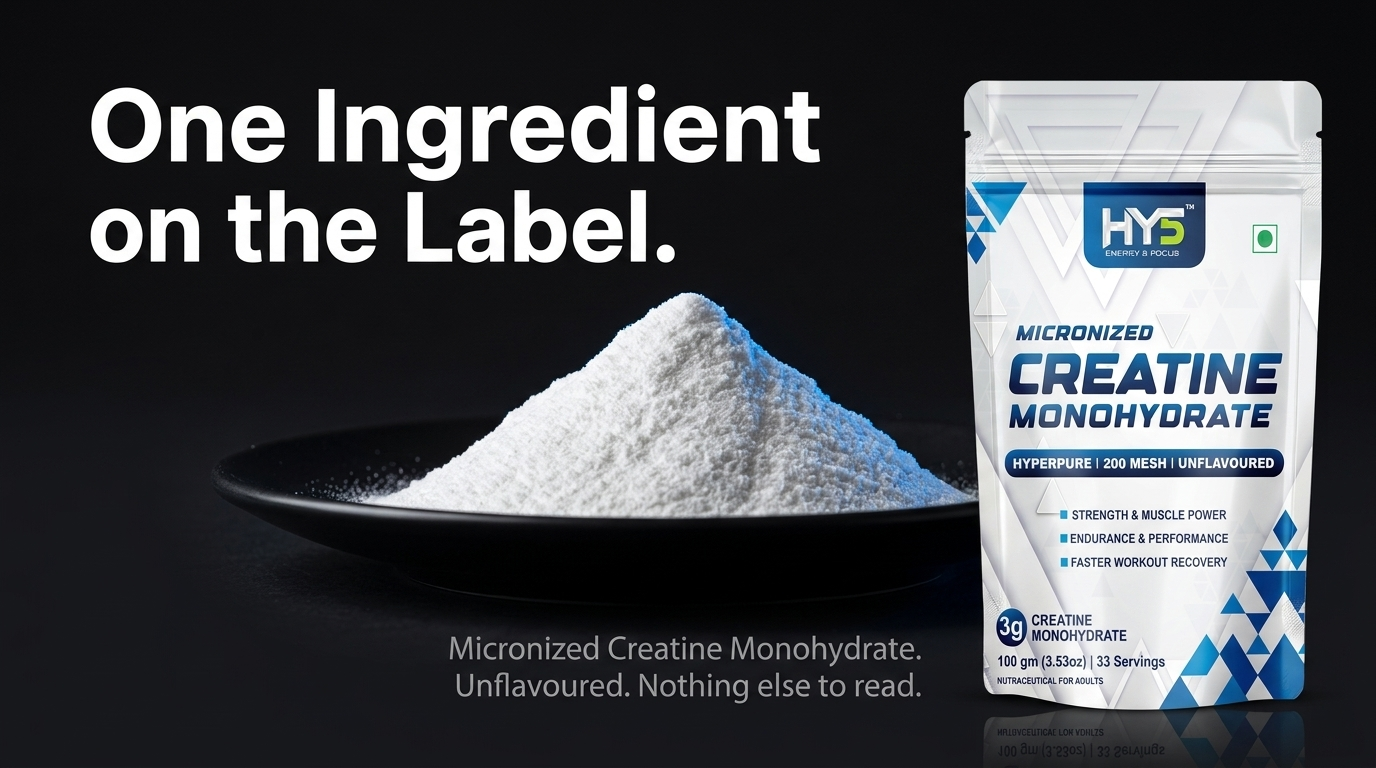 HY5 Creatine Monohydrate Powder 100g | Micronized 200 Mesh | 100% Pure Unflavoured Creatine | 3g Per Serving | 33 Servings | Supports Strength, Power & Workout Performance