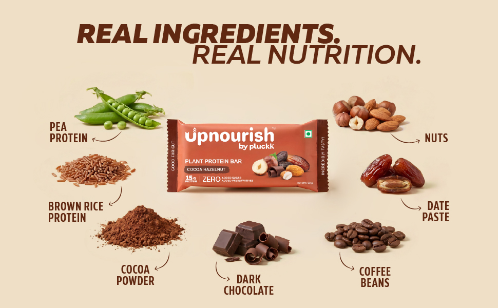 Chocolate Orange Protein Bar - No Refined Sugar (Pack of 6) | 15 g Complete Protein | Upnourish by Pluckk (Cocoa Orange)