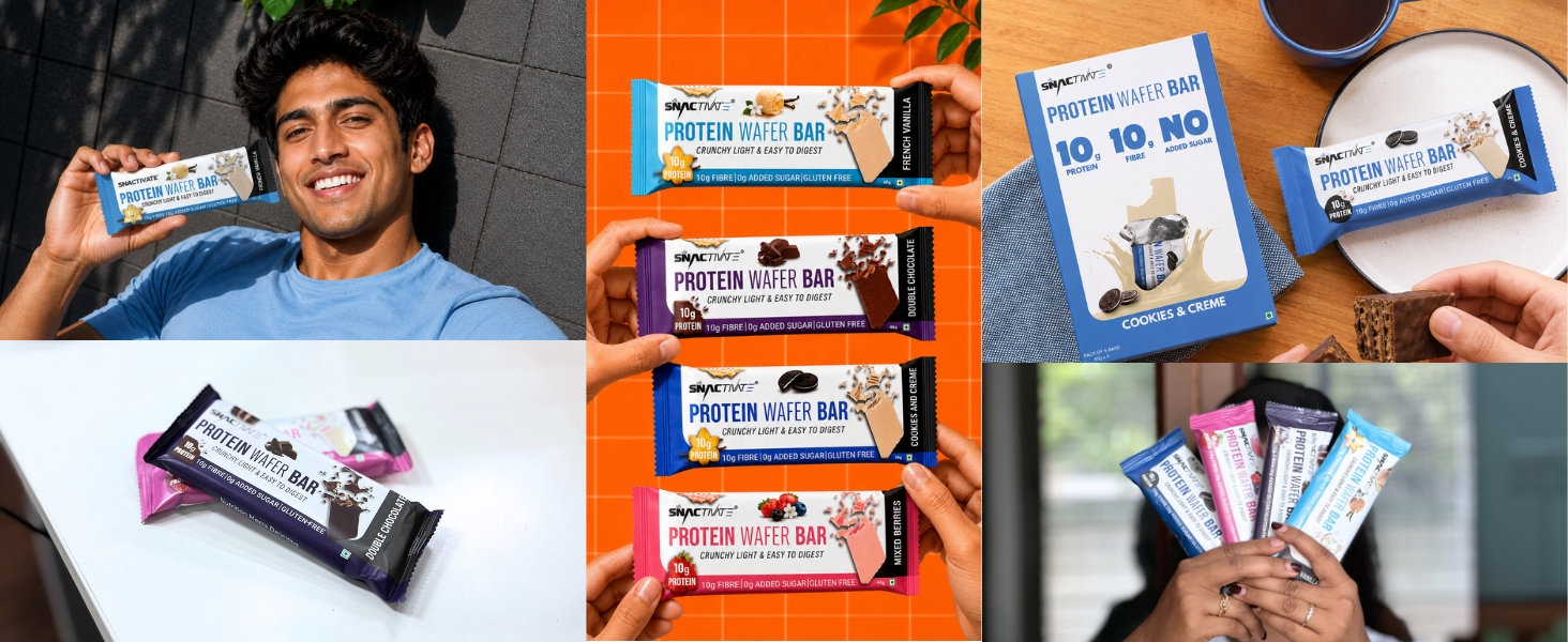 Snactivate India’s 1st Protein Wafer Bar - Mixed Berries (Pack of 6, 40g Each) | Real Whey | 10g Protein & 10g Fibre | Zero Added Sugar | No Maida | Crunchy & Healthy Snack