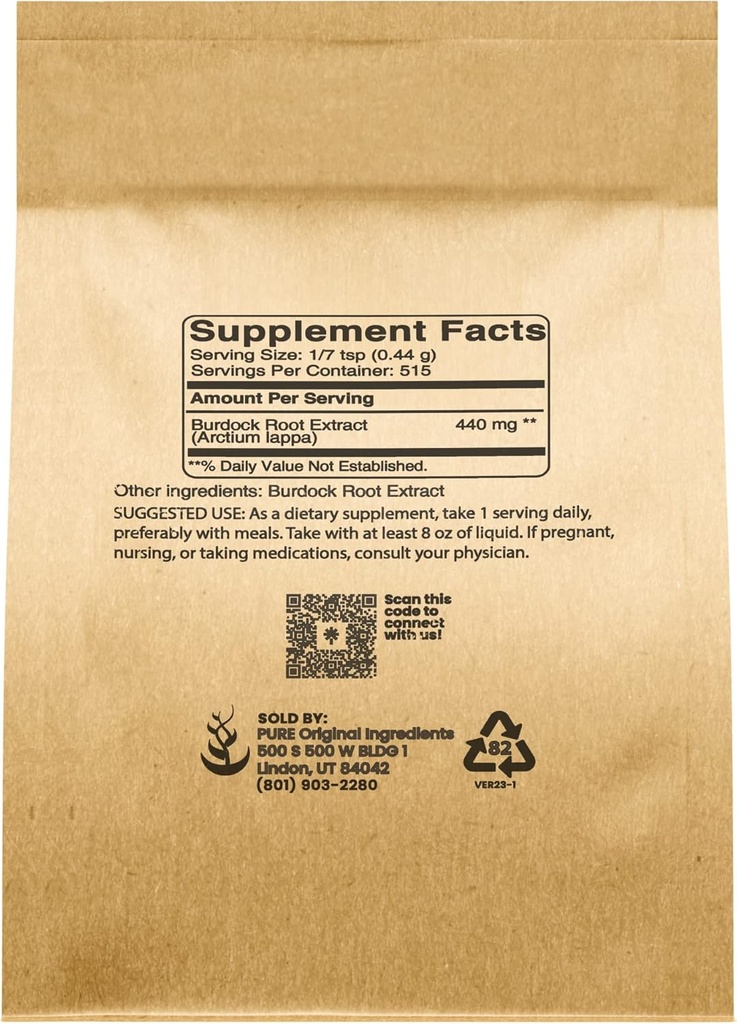 PURE ORIGINAL INGREDIENTS Burdock Root and Bladderwrack Powder Bundle, 8 oz Each, Lab-Verified, Herbal Supplements 4