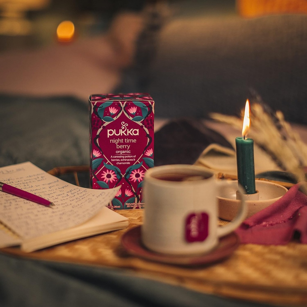 Pukka Organic Tea Bags, Night Time Berry Herbal Tea with Chamomile, Echinacea, and Elderberry, Perfect for Overnight Wellness, 20 Count (Pack of 3), 60 Tea Bags 5