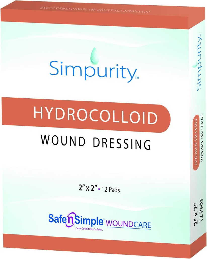 Simpurity Hydrocolloïd Wound Dressing, 2" x 2", Boîte de 12 – Wound Care Dressing