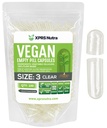 XPRS Nutra Taille 3 Capsules vides - 100 Compter Capsules vides de végétaliens - Pilules végétariennes - Garniture de capsules végétales - Caps de pilules végétariennes