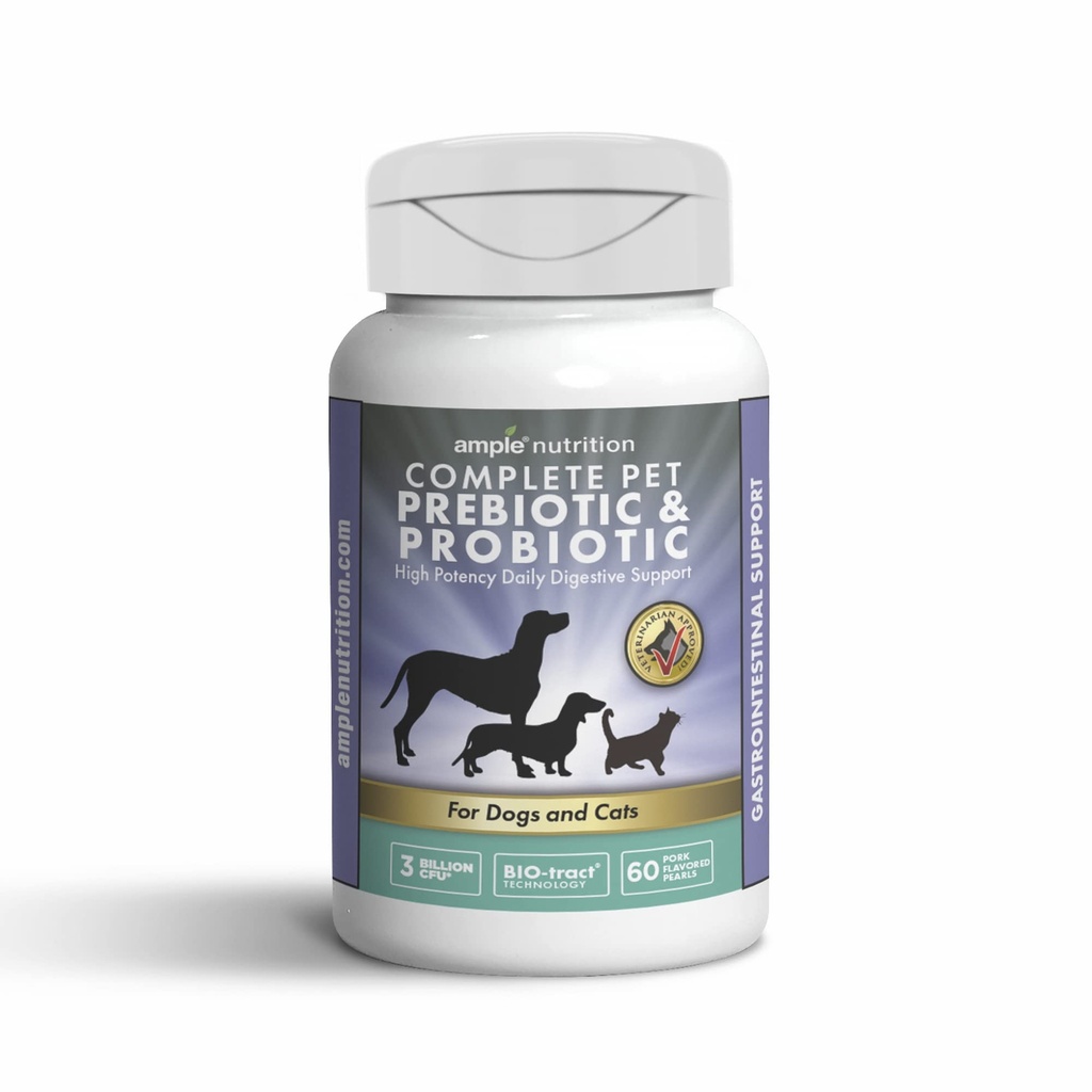 Une bonne nutrition Prébiotique complet pour animaux de compagnie + Probiotique pour chiens et chats, 60ct Perles aromatisées de porc