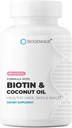 Supplément de biotine haute puissance - Formule Vitamine B7 végétalienne avec de la créatine et de l'huile de noix de coco - Soutien de peau, ongles et cheveux plus sains et kératine - Sans OGM et sans gluten - 2500 mcg