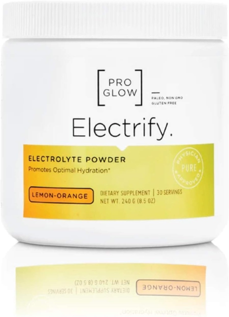 Supplément électrolyte de remplacement citron-orange avec Stevia pour hydratation - ProGlow Electrify (30 portions)