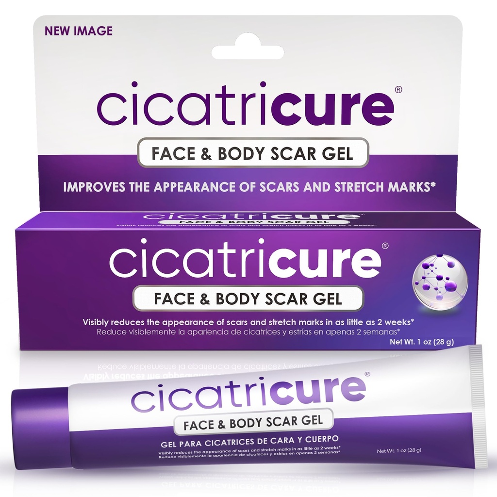 Cicatricure Advanced Scar Gel pour le visage et le corps - Résultats prouvés en 2 semaines, traitement de la cicatrice pour les cicatrices chirurgicales, marques stretch, cicatrices de brûlures et de blessures, traitement de la cicatrice d'acné, 1 oz (28 g)